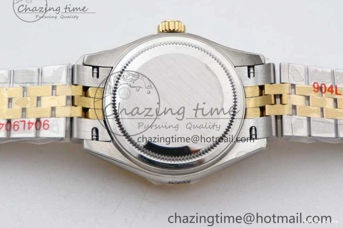 1219 Bright Lady DateJust 28 SS YG TWF Diamonds Bezel 1:1 Best Edition Green Dial Roman Markers on Jubilee Bracelet NH 2135